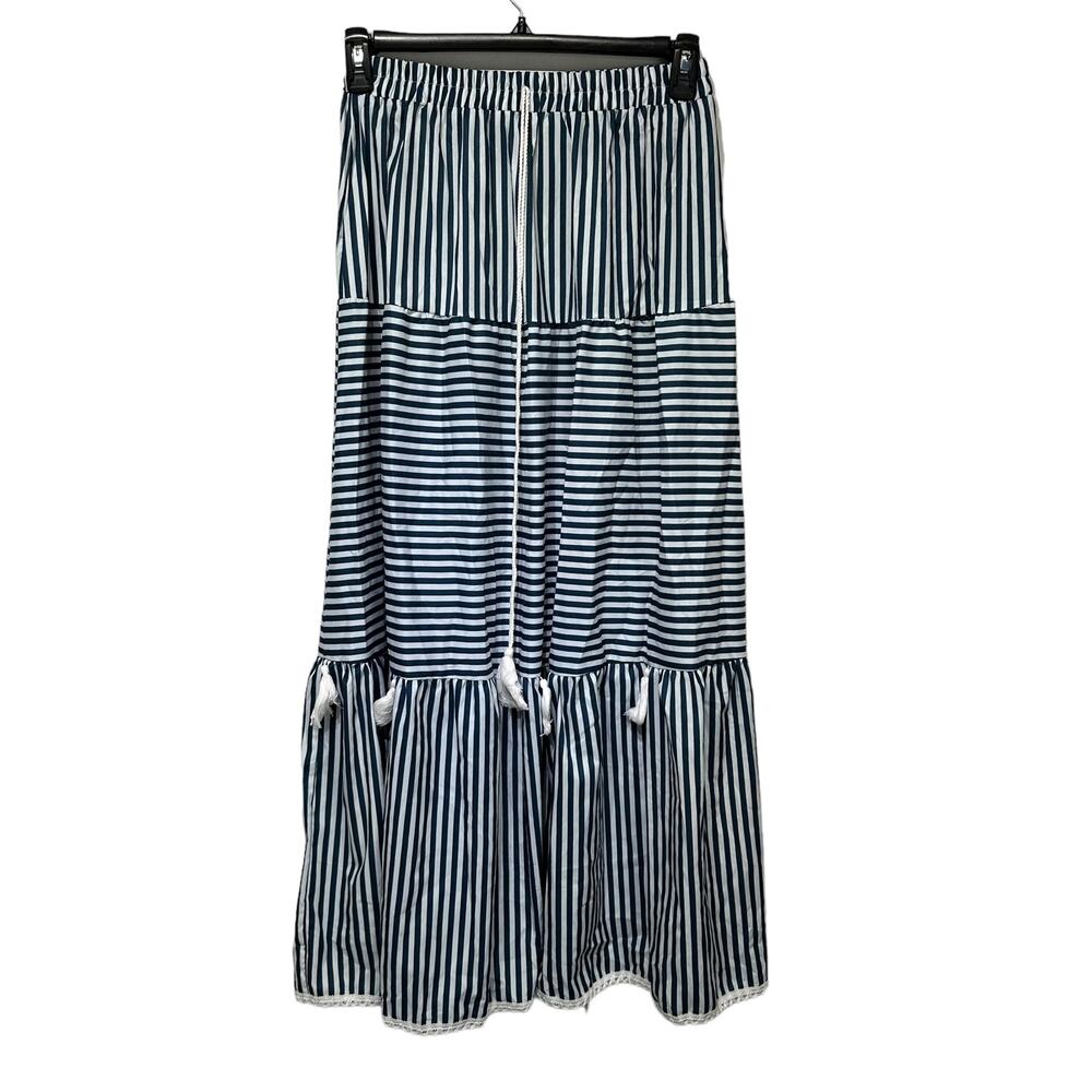 Misslook stripe long drawstring maxi tassel skirt Size S
